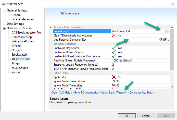 TDA preferences consumer key