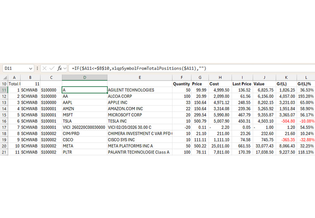 xlq2 Portfolio Excel